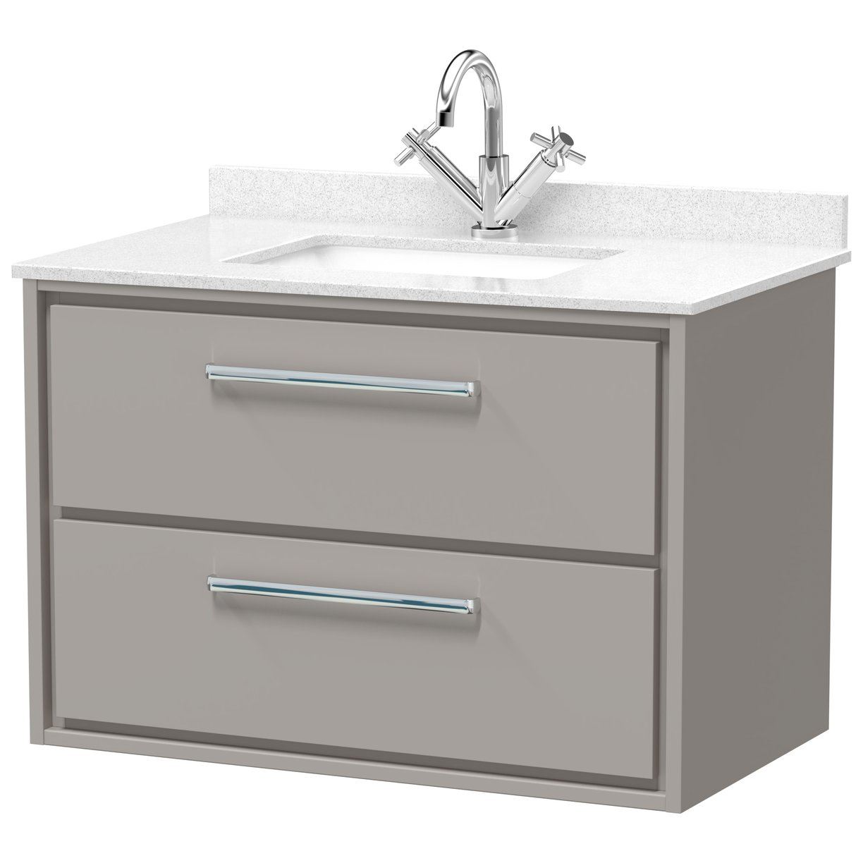 800 WH 2-Drawer Unit & Marble Basin 1TH - Pebble Grey