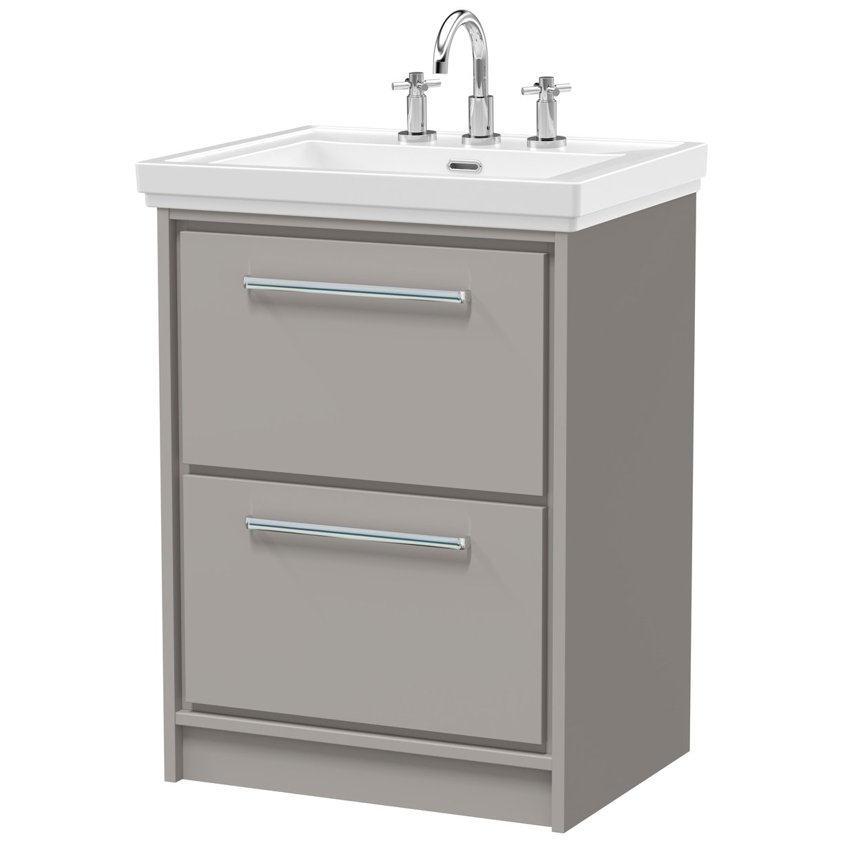 600 FS 2-Drawer Unit Classique Basin 1TH - Pebble Grey