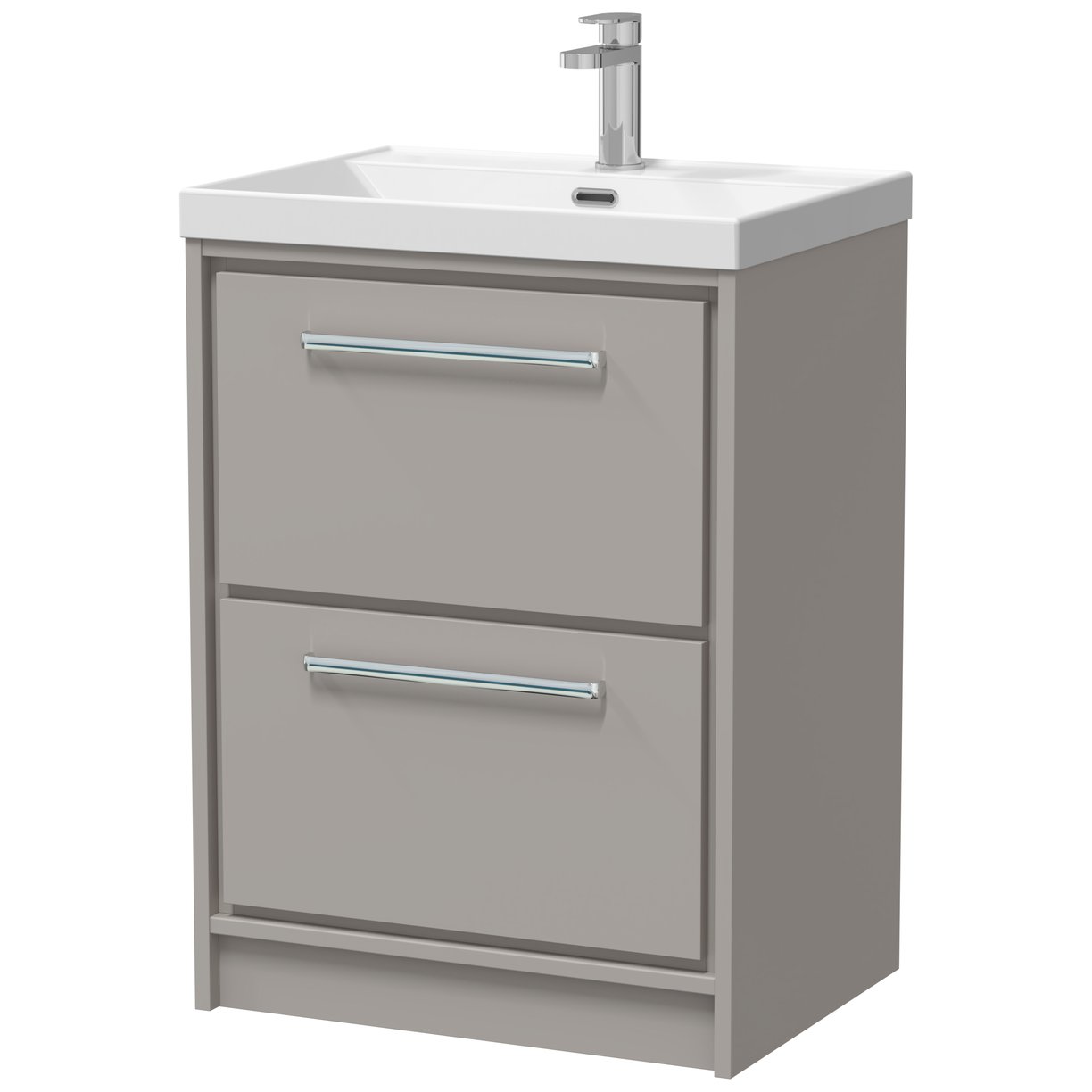 600 FS 2-Drawer Unit Thin Edge Basin 1TH - Pebble Grey