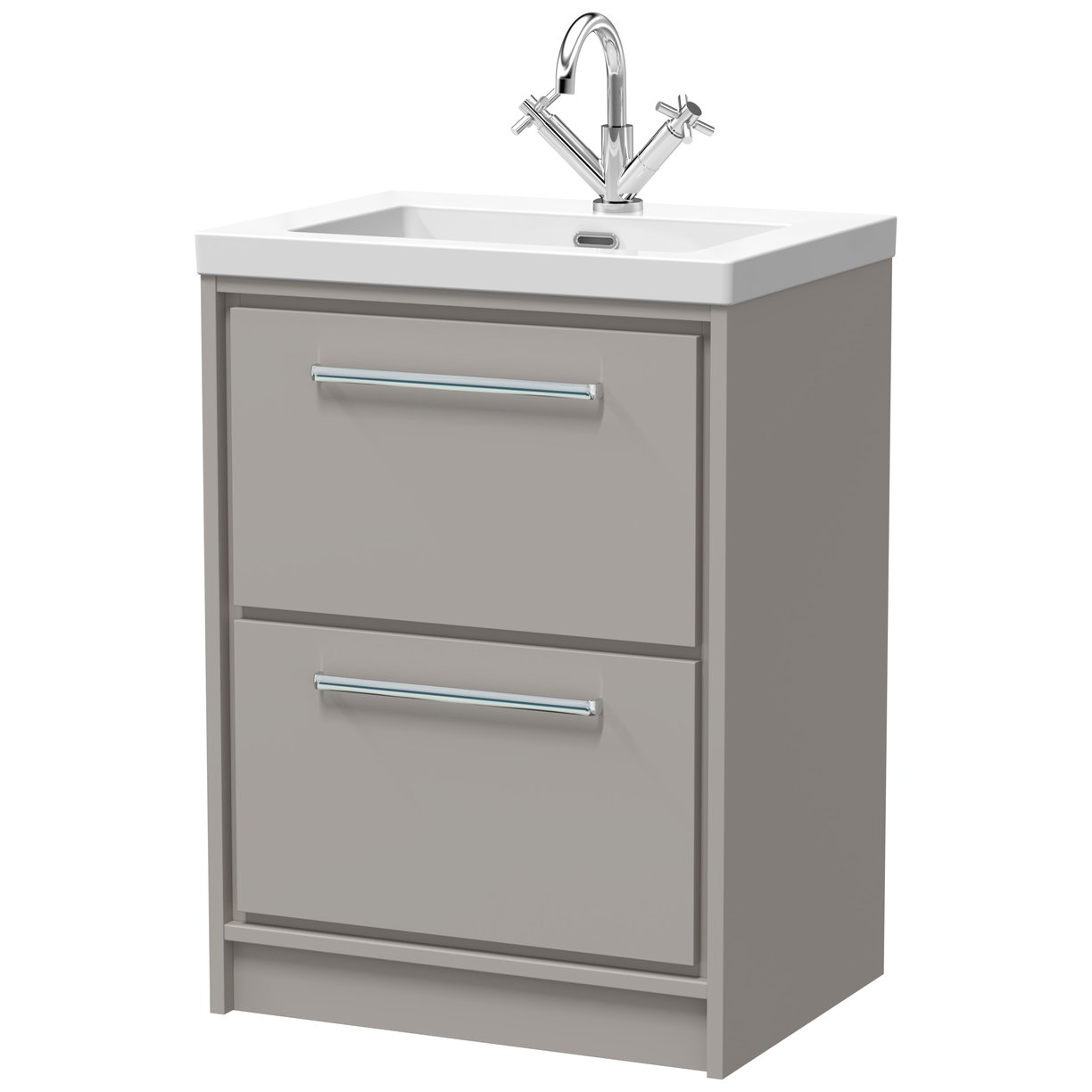 600 FS 2-Drawer Unit Contemp Basin 1TH - Pebble Grey
