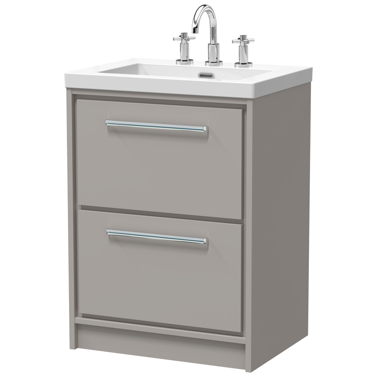 600 FS 2-Drawer Unit Contemp Basin 3TH - Pebble Grey