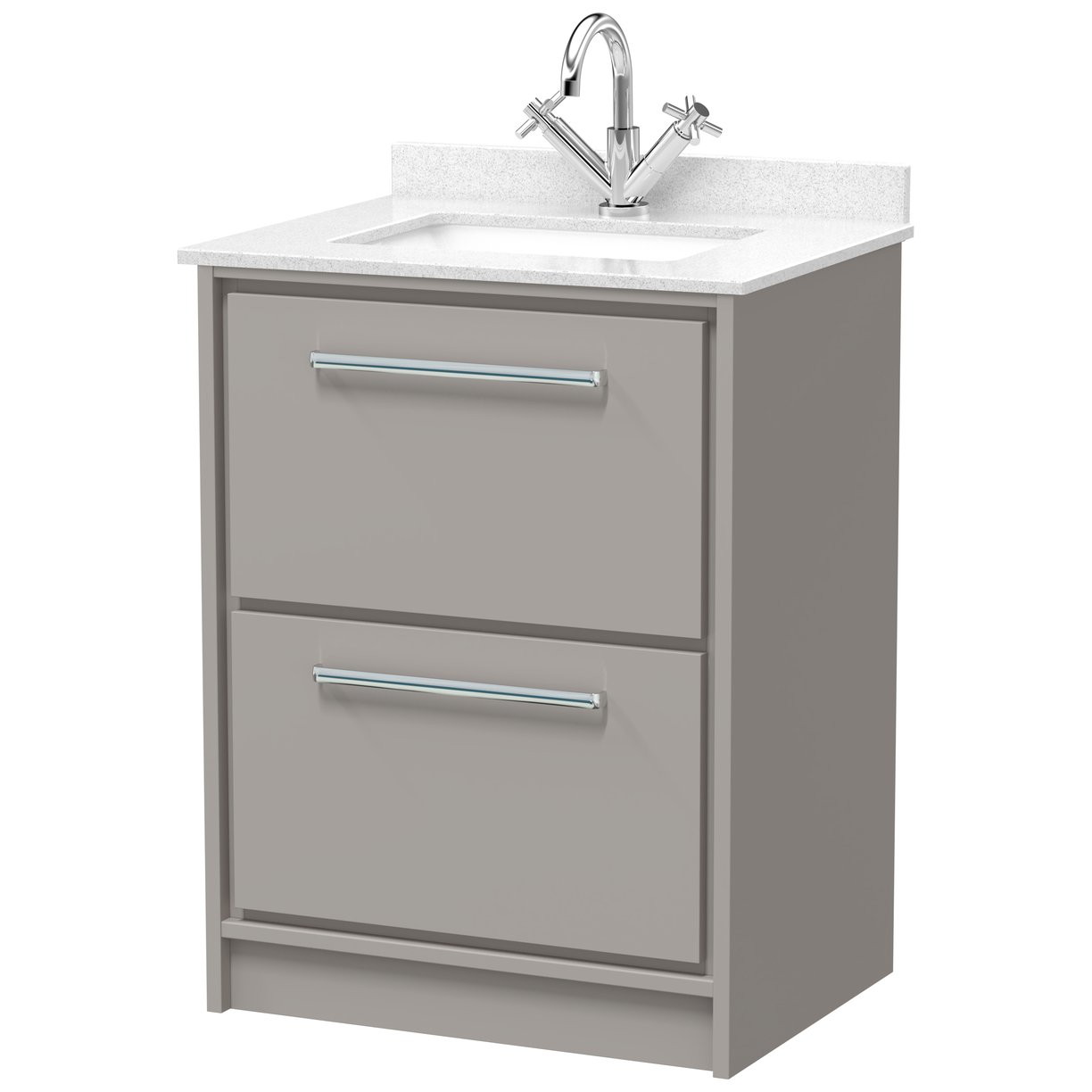600 FS 2-Drawer Unit & Marble Basin 1TH - Pebble Grey