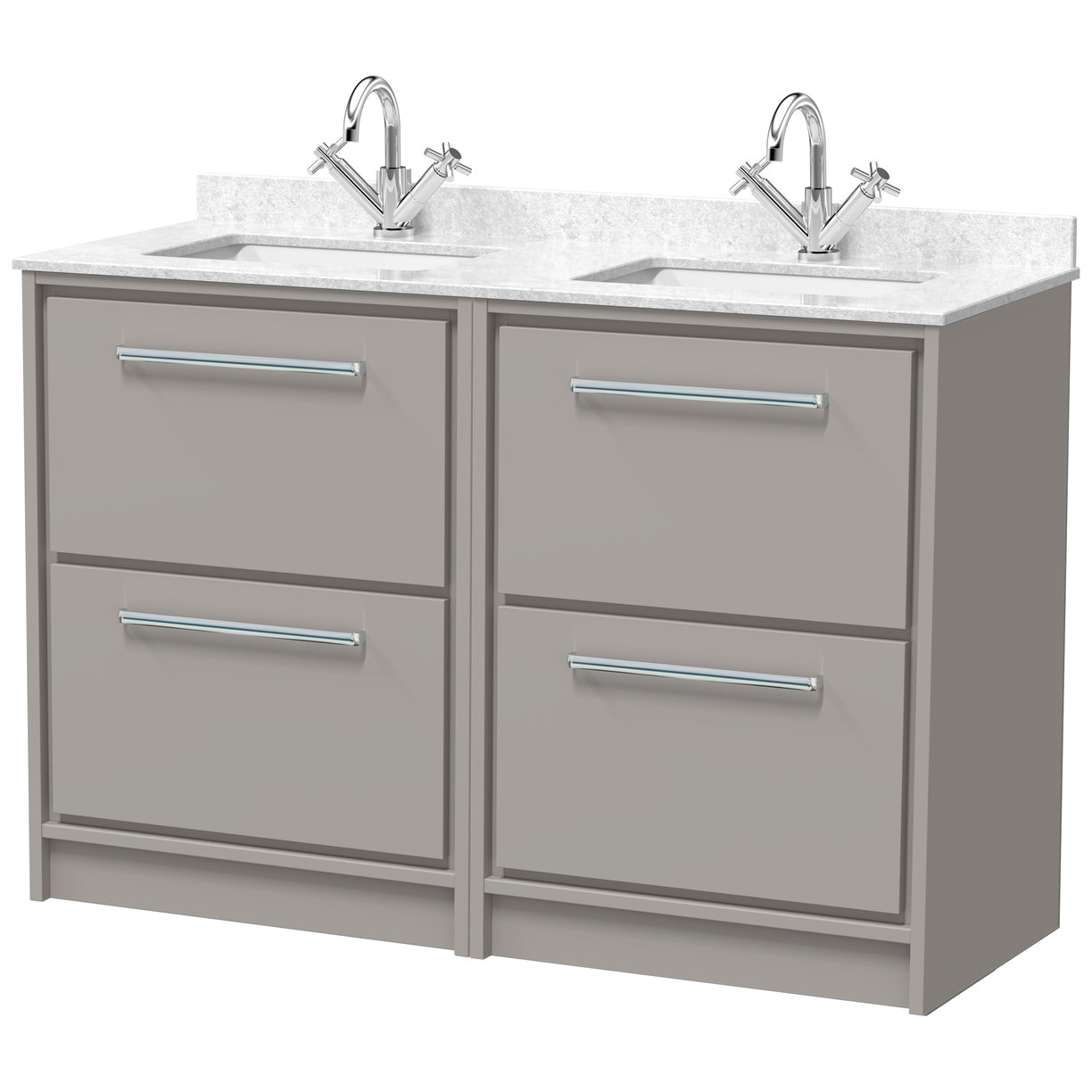1200 FS 4-Drawer Unit Twn Marble Basin 1TH - Pebble Grey