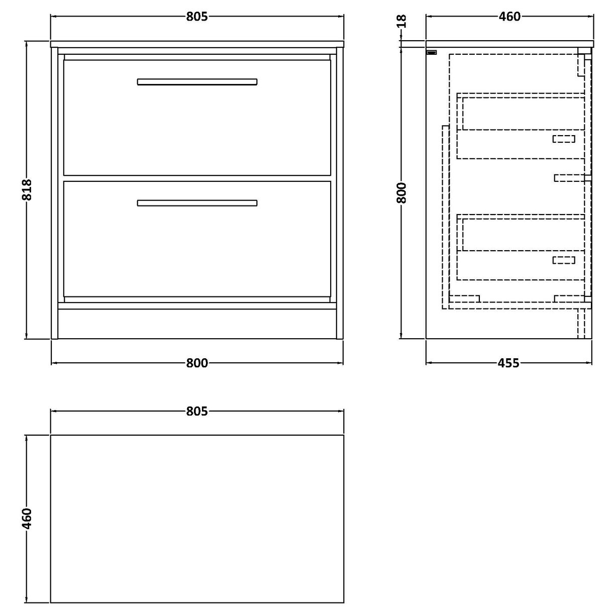 800 FS 2-Drawer Unit & Worktop - Pebble Grey