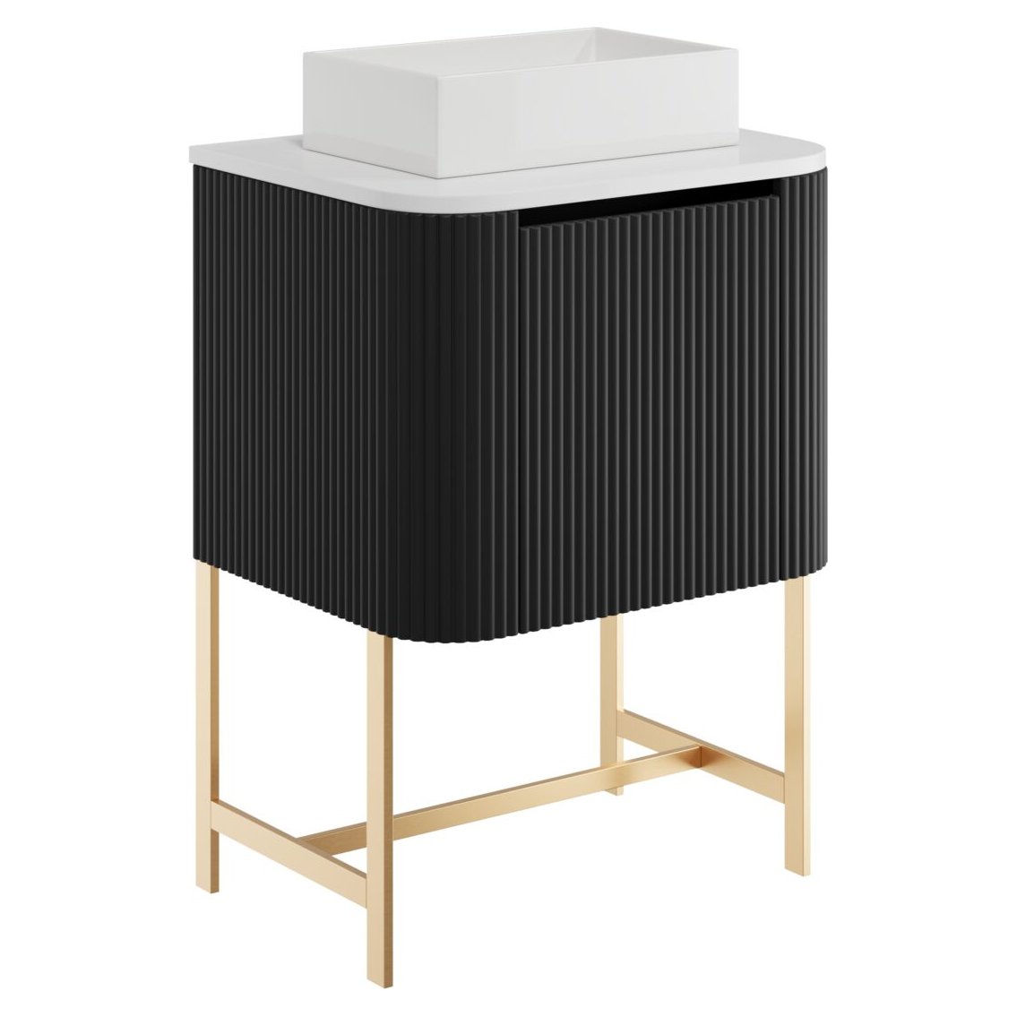 Linea 600 Curved Wall Hung Vanity Unit, Counter Top & Frame