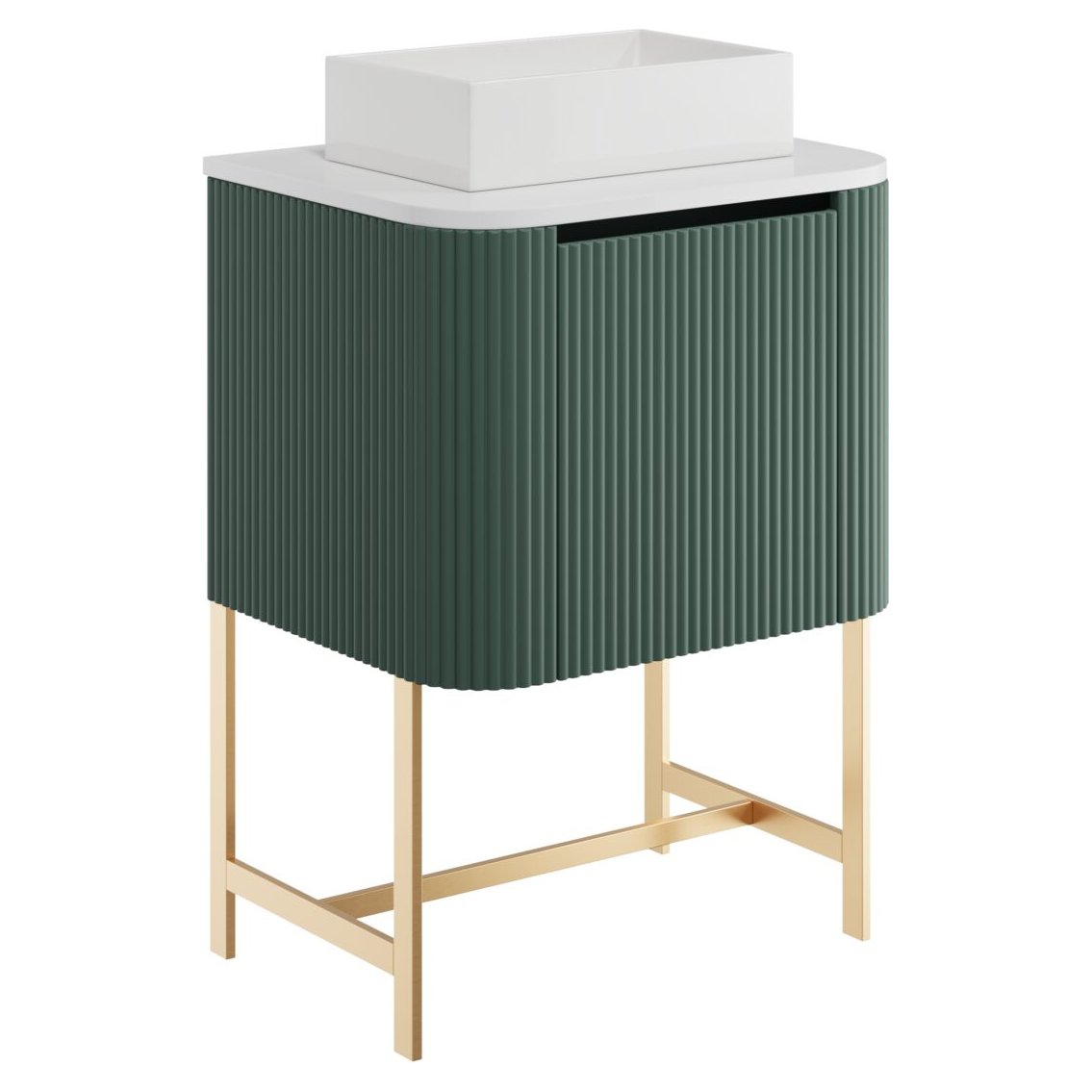 Linea 600 Curved Wall Hung Vanity Unit, Counter Top & Frame