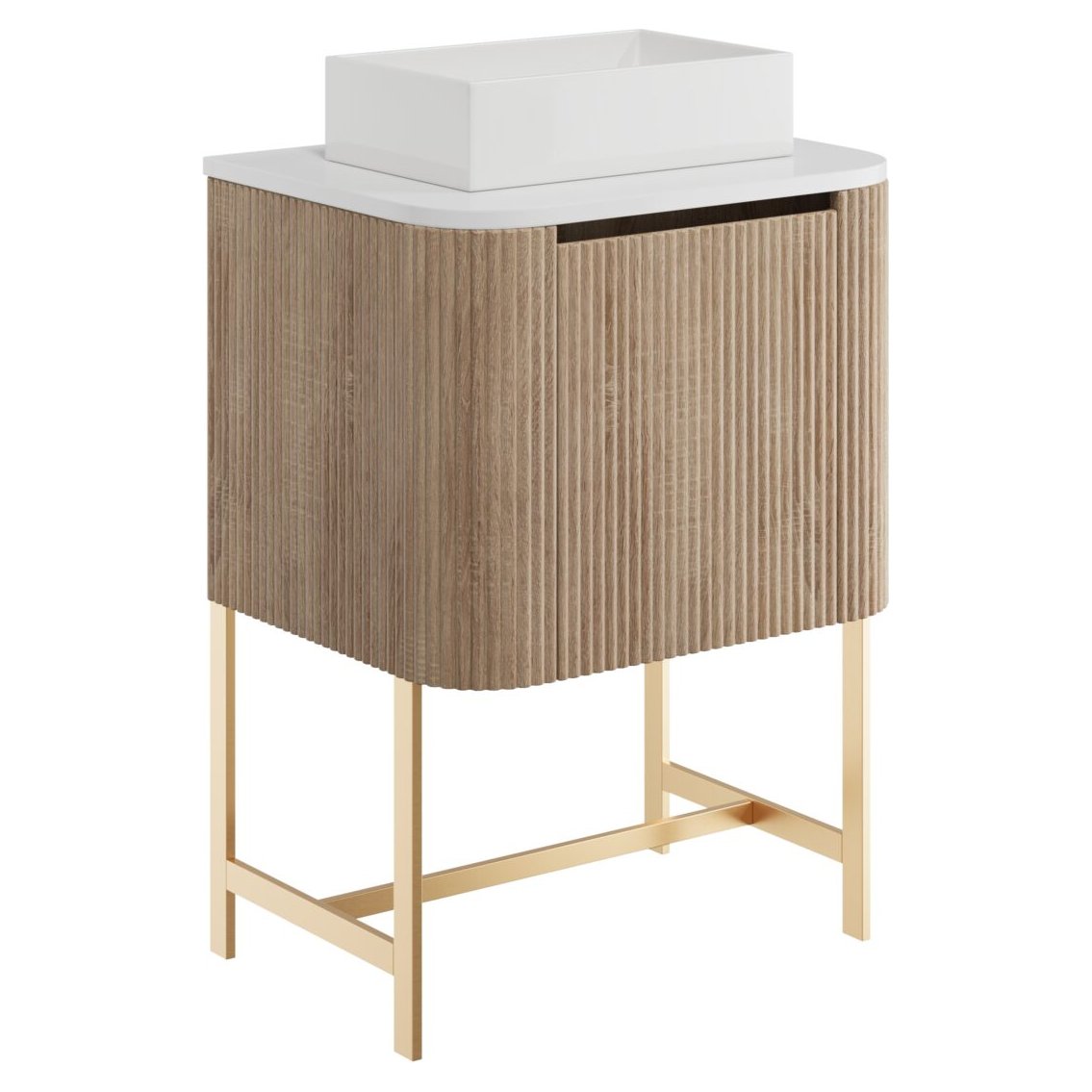 Linea 600 Curved Wall Hung Vanity Unit, Counter Top & Frame