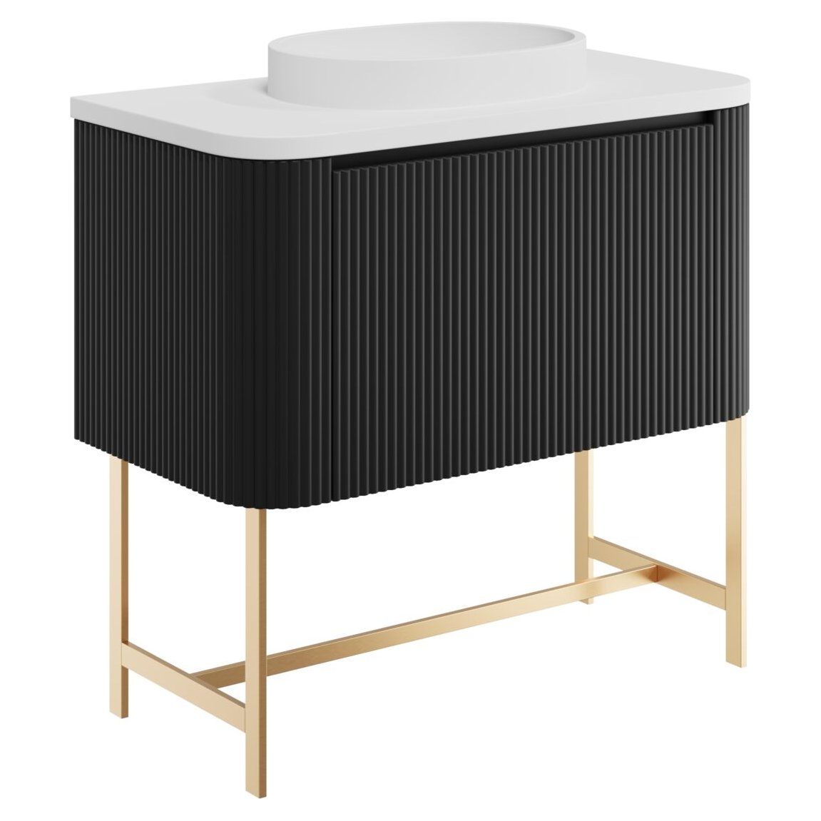 Linea 900 Curved Wall Hung Vanity Unit, Counter Top & Frame