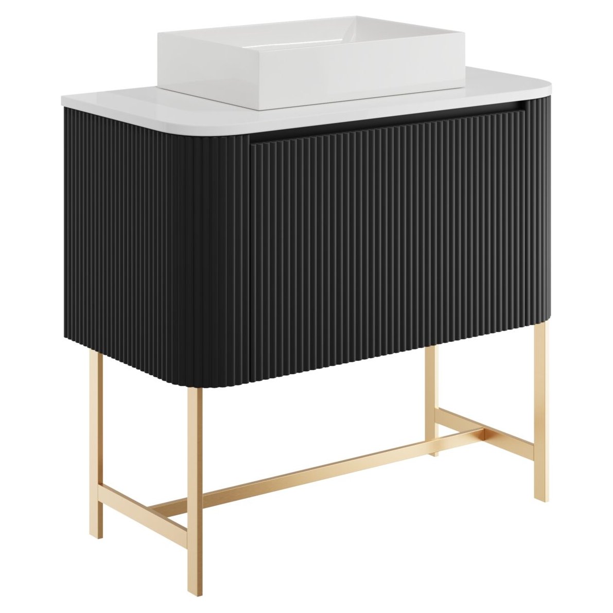 Linea 900 Curved Wall Hung Vanity Unit, Counter Top & Frame