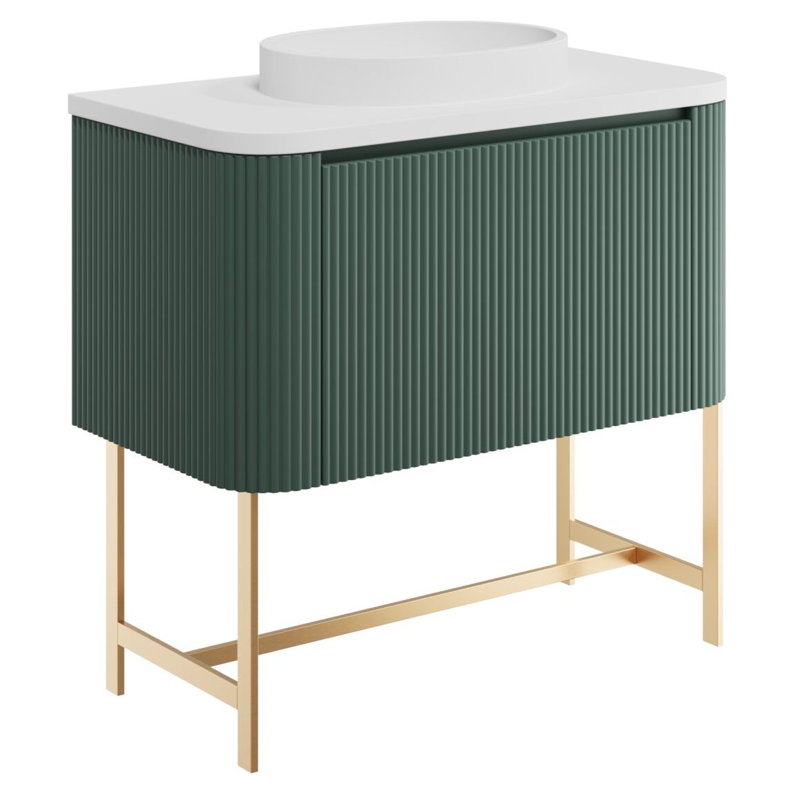 Linea 900 Curved Wall Hung Vanity Unit, Counter Top & Frame