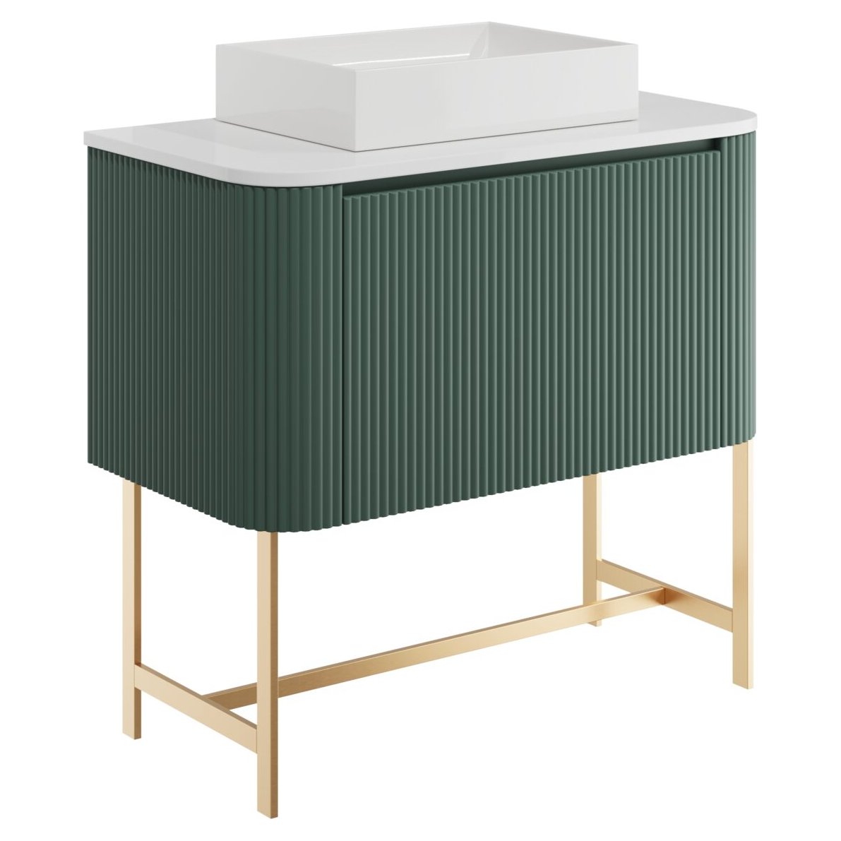 Linea 900 Curved Wall Hung Vanity Unit, Counter Top & Frame