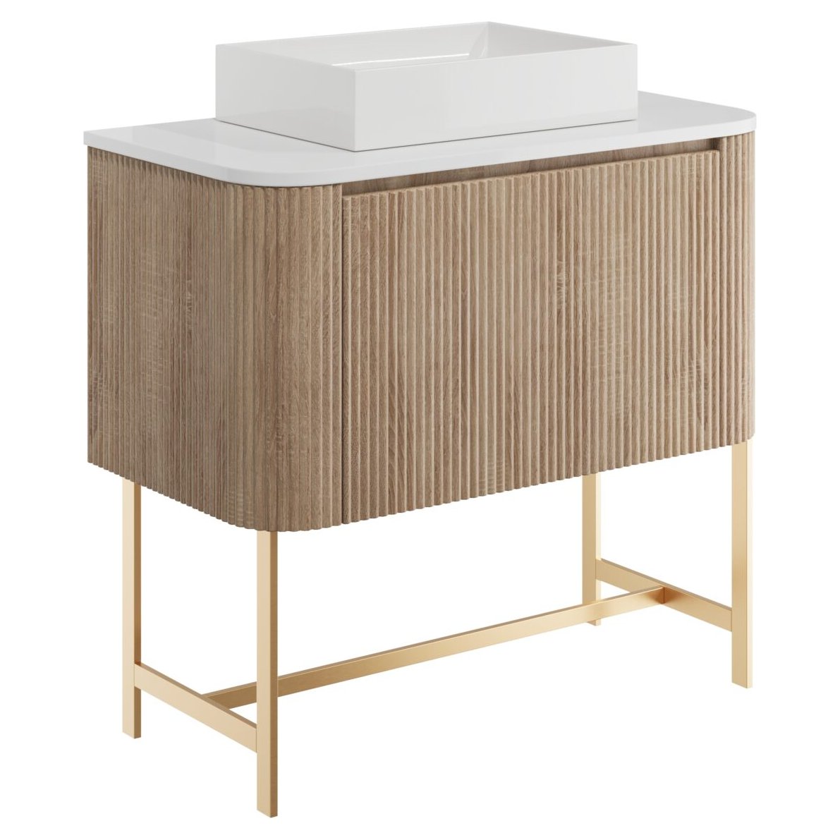 Linea 900 Curved Wall Hung Vanity Unit, Counter Top & Frame