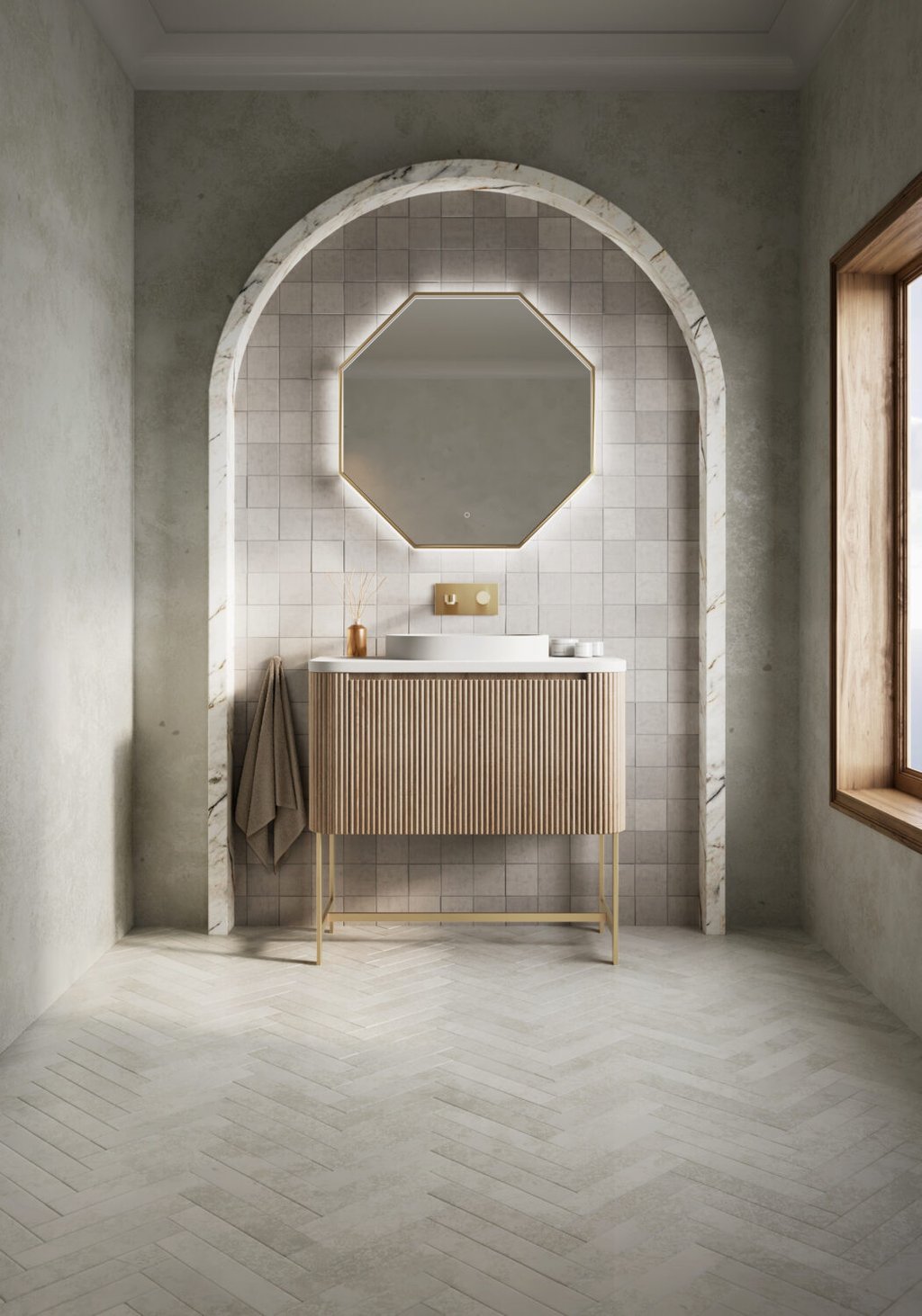 Linear 900 Vanity Unit Sonoma Oak 890 x 475 x 450mm