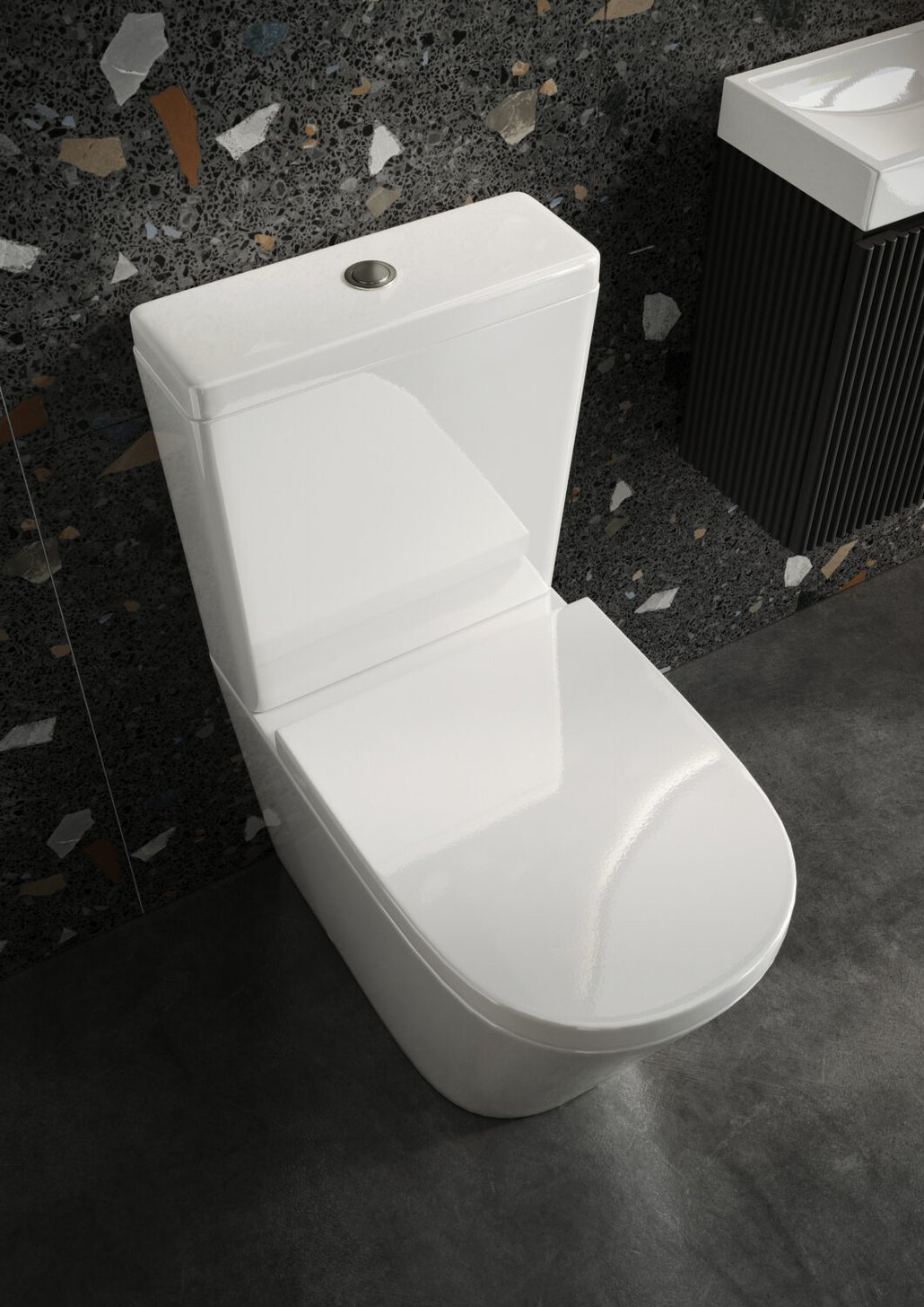 Linea Fully Back to Wall Pan & Seat, Rimless WHT Fittings