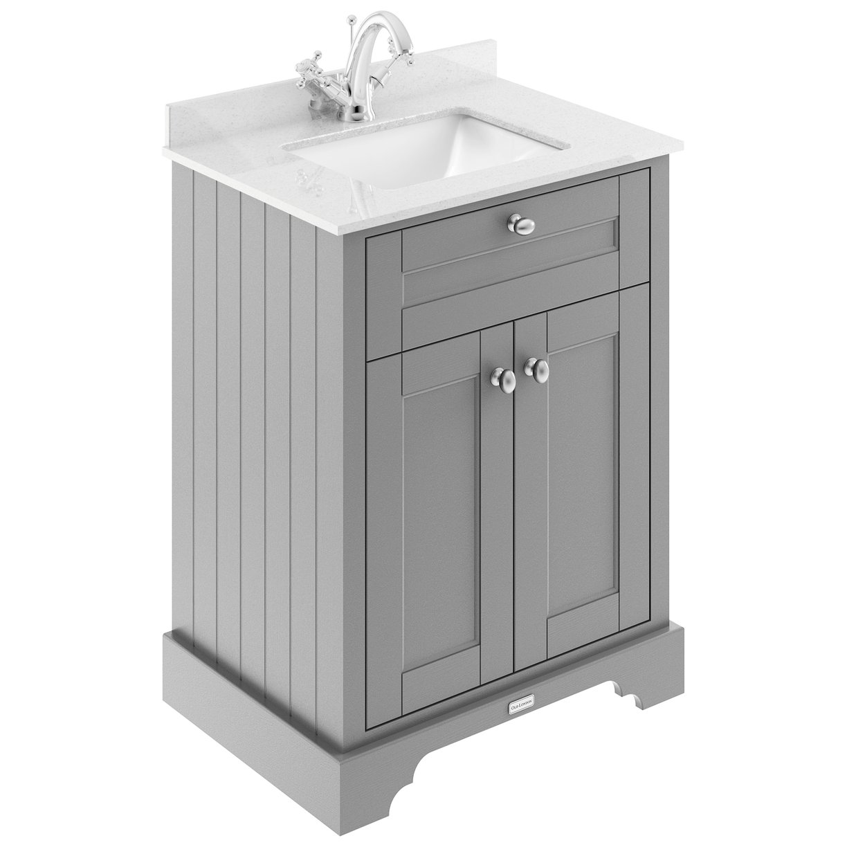 600 2-Door Unit & Square Marble Top 1Th - Storm Grey