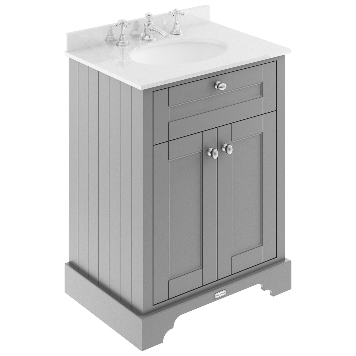 600Mm Cabinet & Marble Top (3Th) - Storm Grey