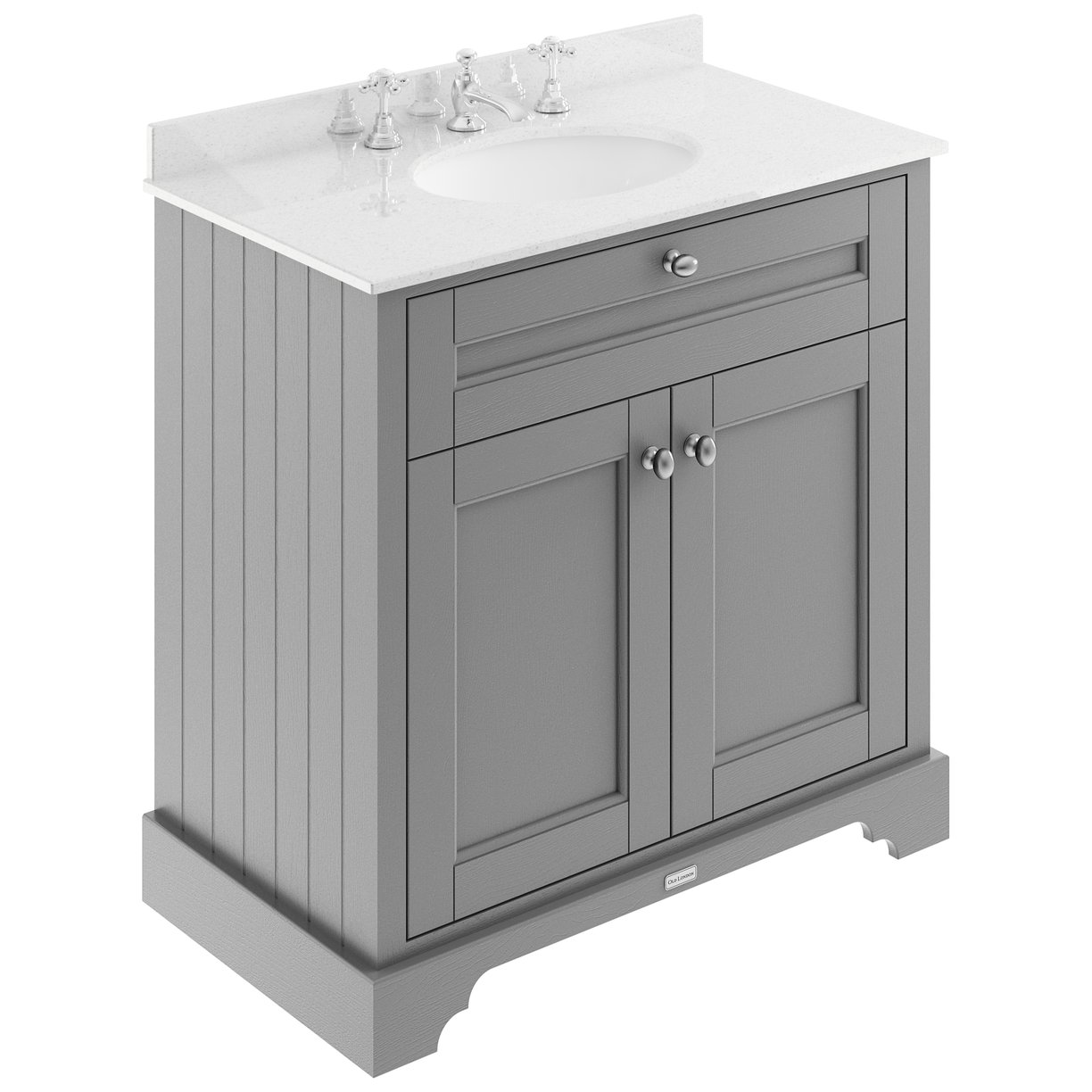 800Mm Cabinet & Marble Top (3Th) - Storm Grey
