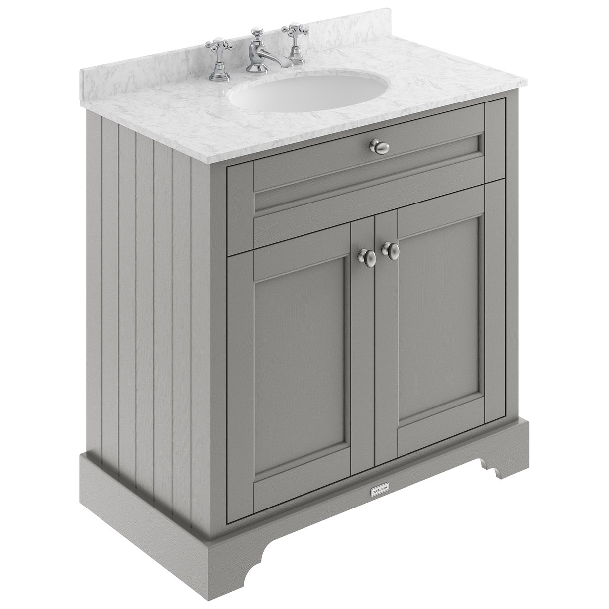 800Mm Cabinet & Marble Top (3Th) - Storm Grey