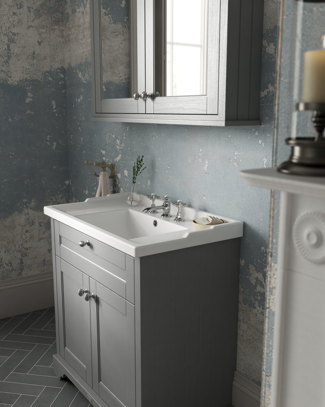 600Mm Cabinet & Basin (3Th) - Storm Grey