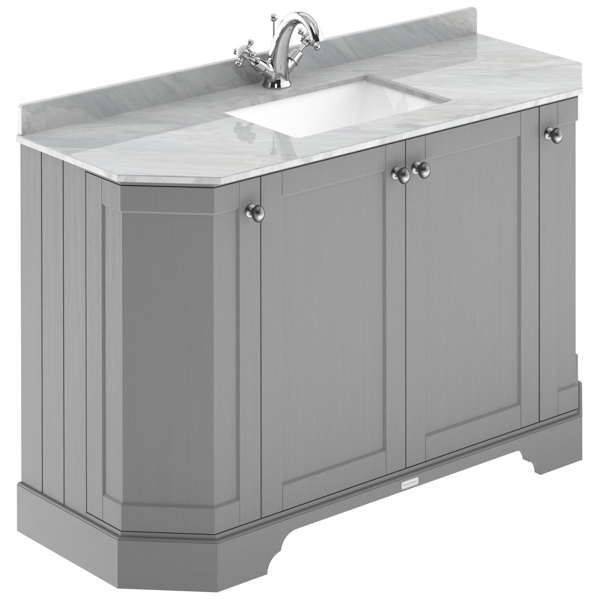 1200 4-Door Angled Unit & Marble Top 1Th - Storm Grey