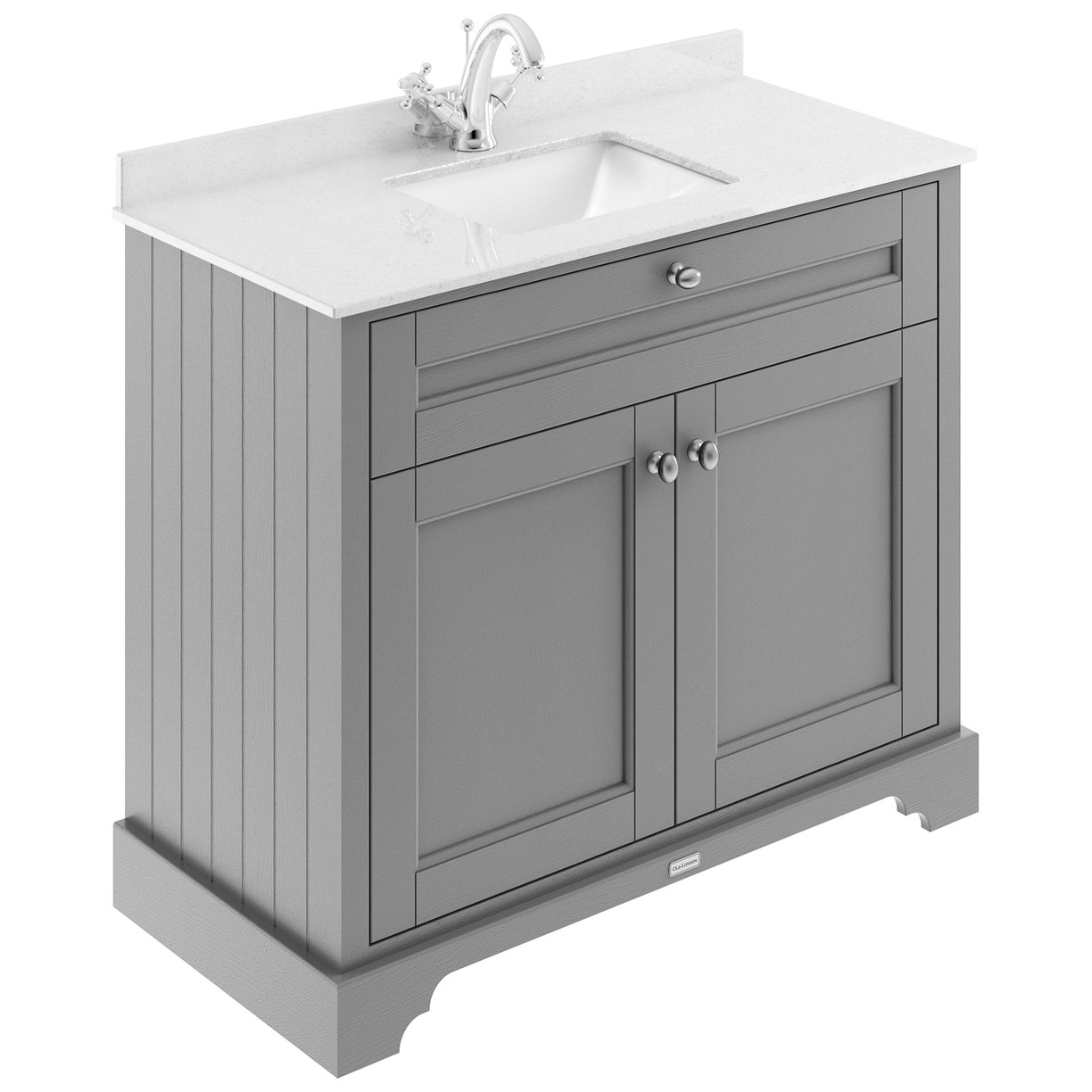 1000 2-Door Unit & Square Marble Top 1Th - Storm Grey