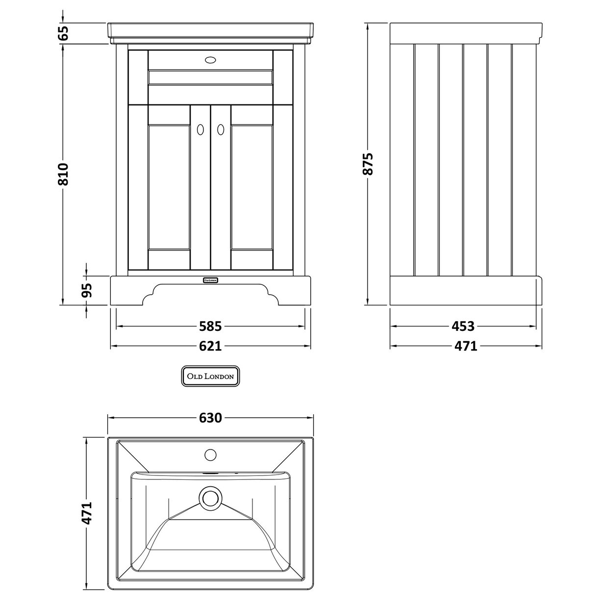 600 2-Door Unit & Classic Basin 1Th - Twilight Blue