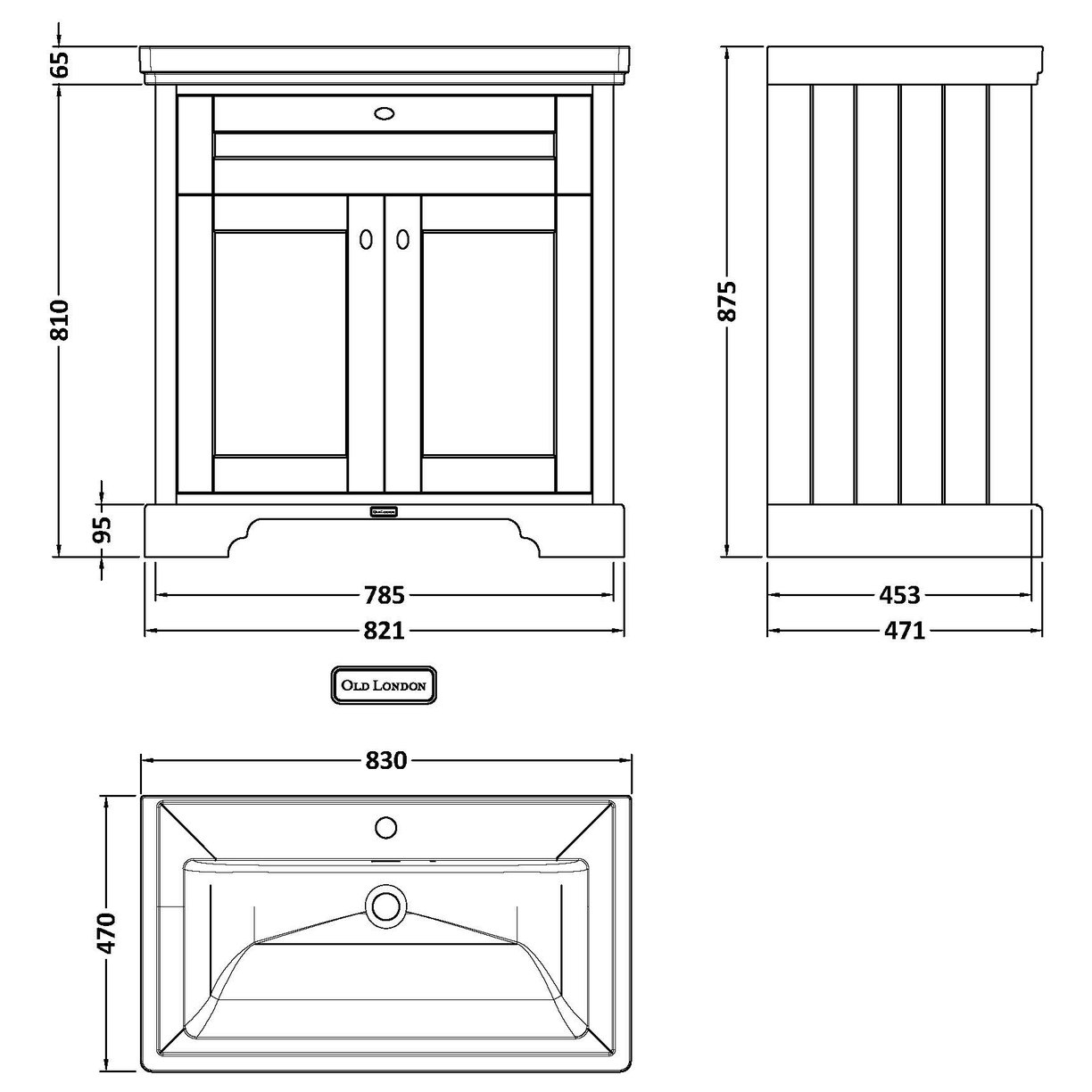 800 2-Door Unit & Classic Basin 1Th - Twilight Blue