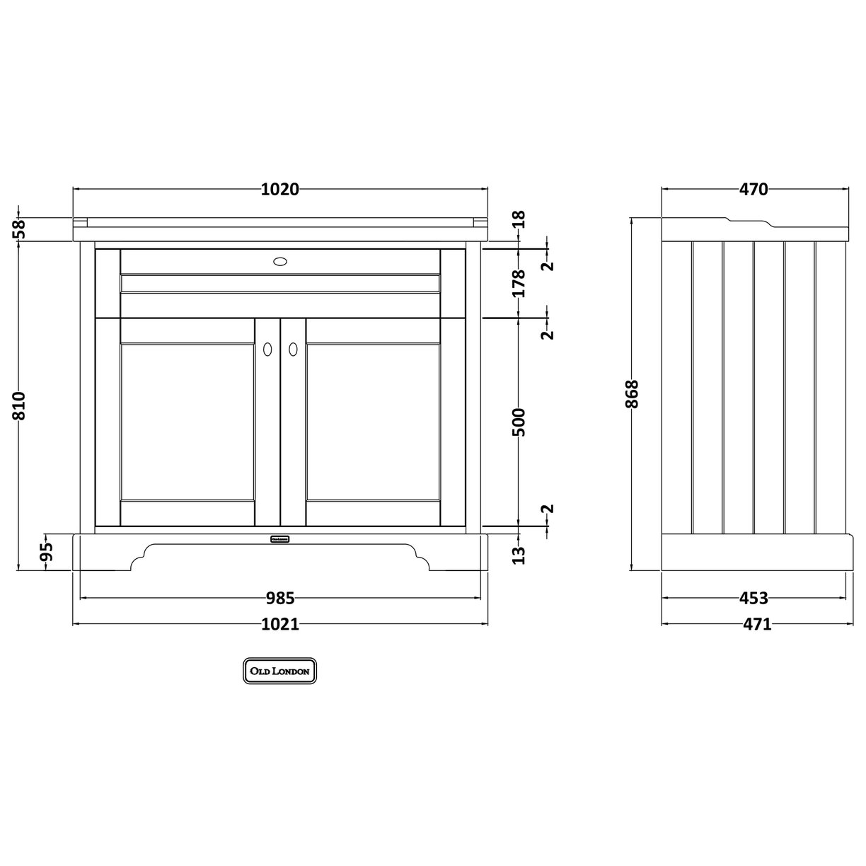 1000Mm Cabinet & Basin (3Th) - Twilight Blue