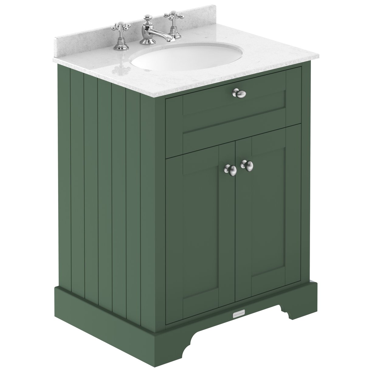 600Mm Cabinet & Marble Top (3Th) - Hunter Green