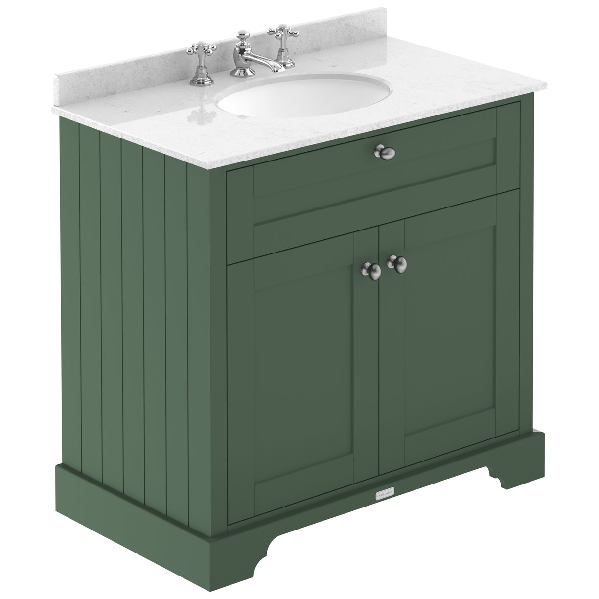800Mm Cabinet & Marble Top (3Th) - Hunter Green