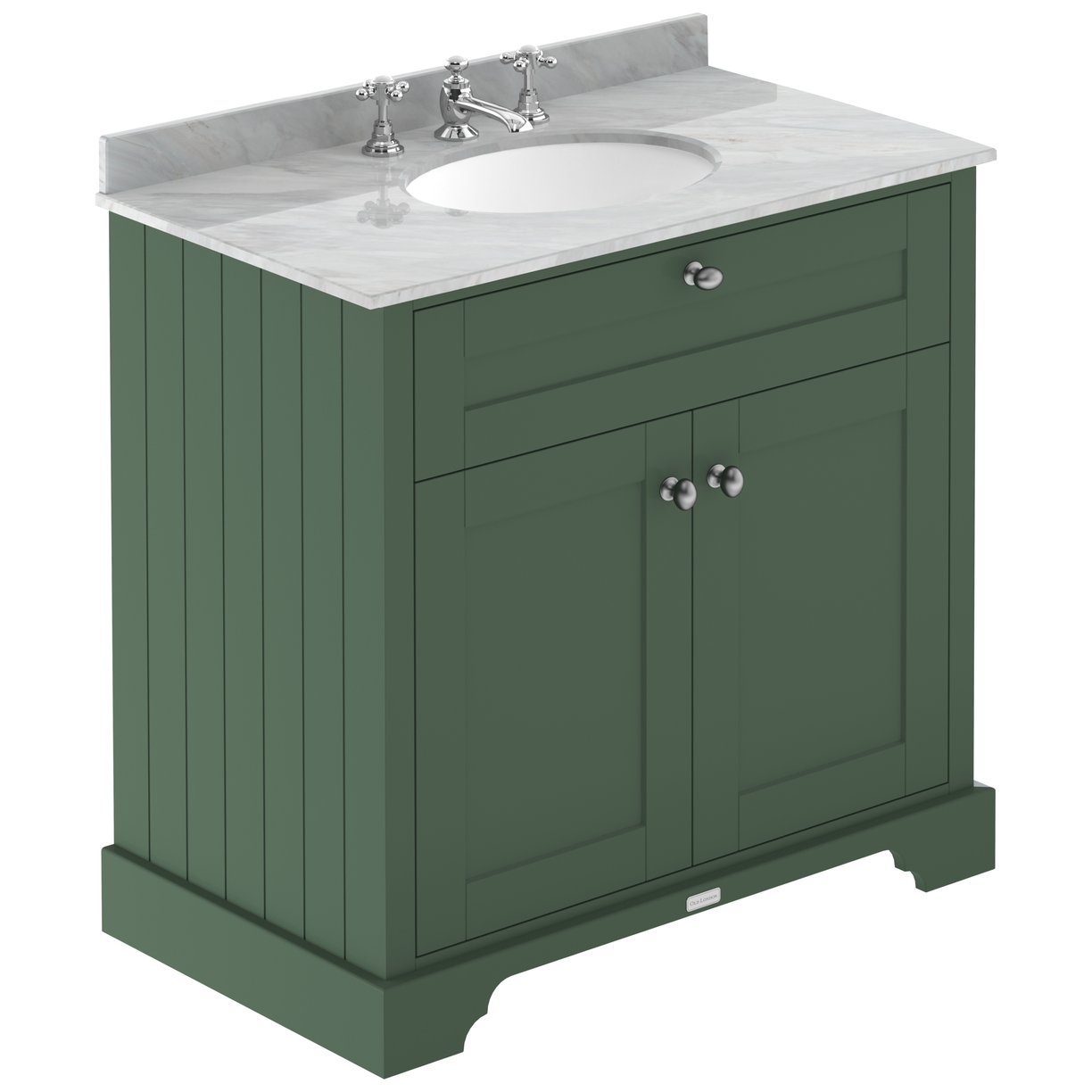 800Mm Cabinet & Marble Top (3Th) - Hunter Green