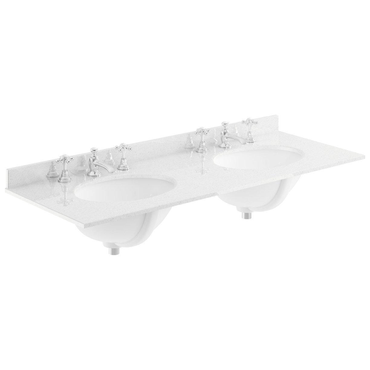 1200mm Oval Double Marble Top 3TH - White