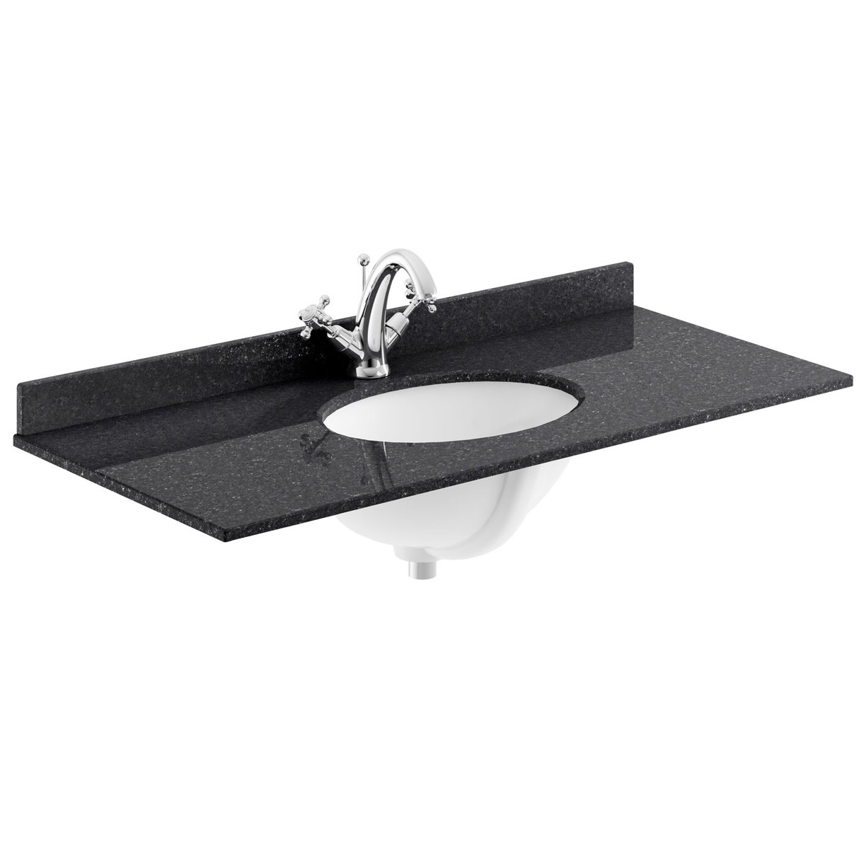 1000 Rectangle Marble Top/Basin 1TH - Black
