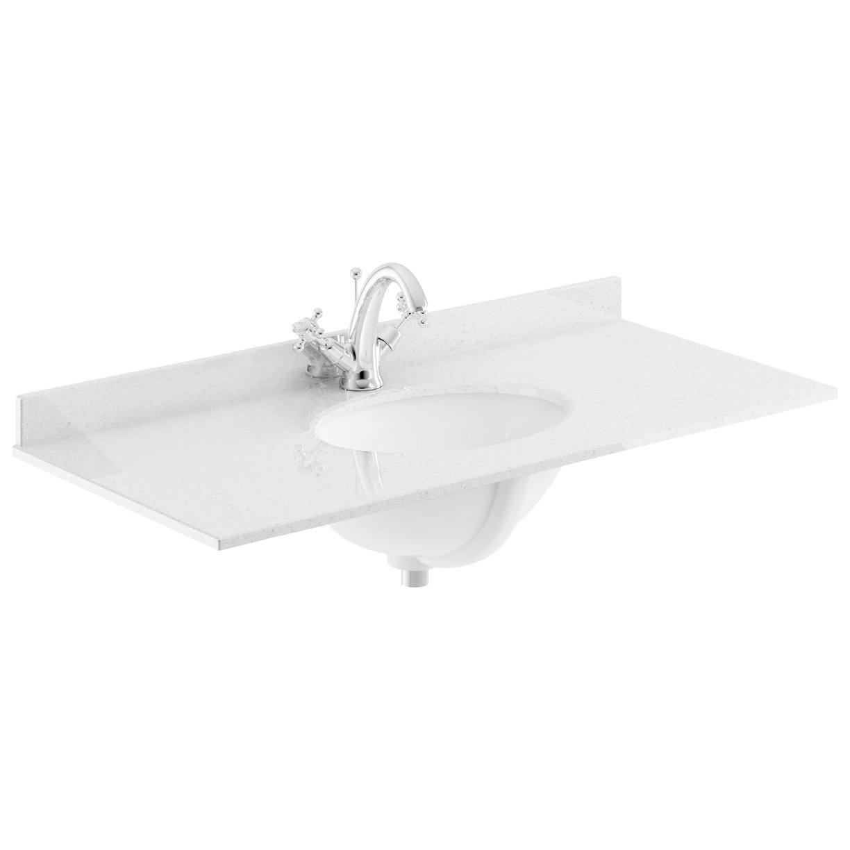 1000 Rectangle Marble Top/Basin 1Th - White
