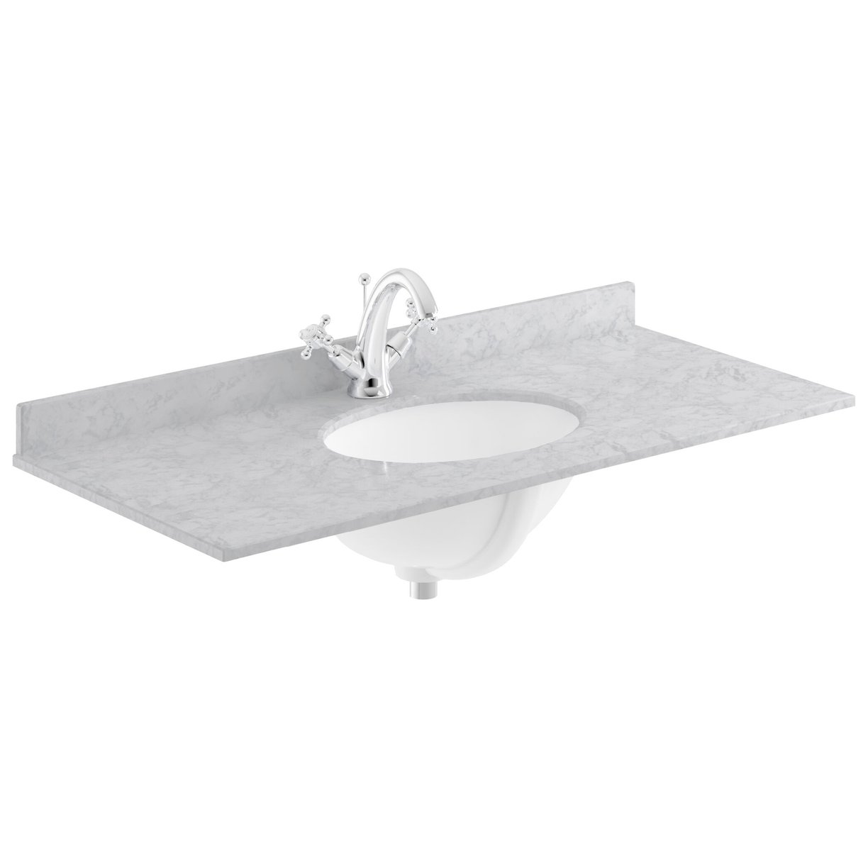 1000 Rectangle Marble Top/Basin 1Th - Grey