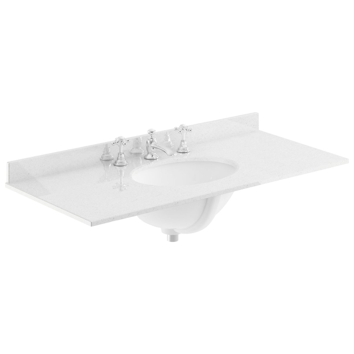 1000 Rectangle Marble Top/Basin 3Th - White