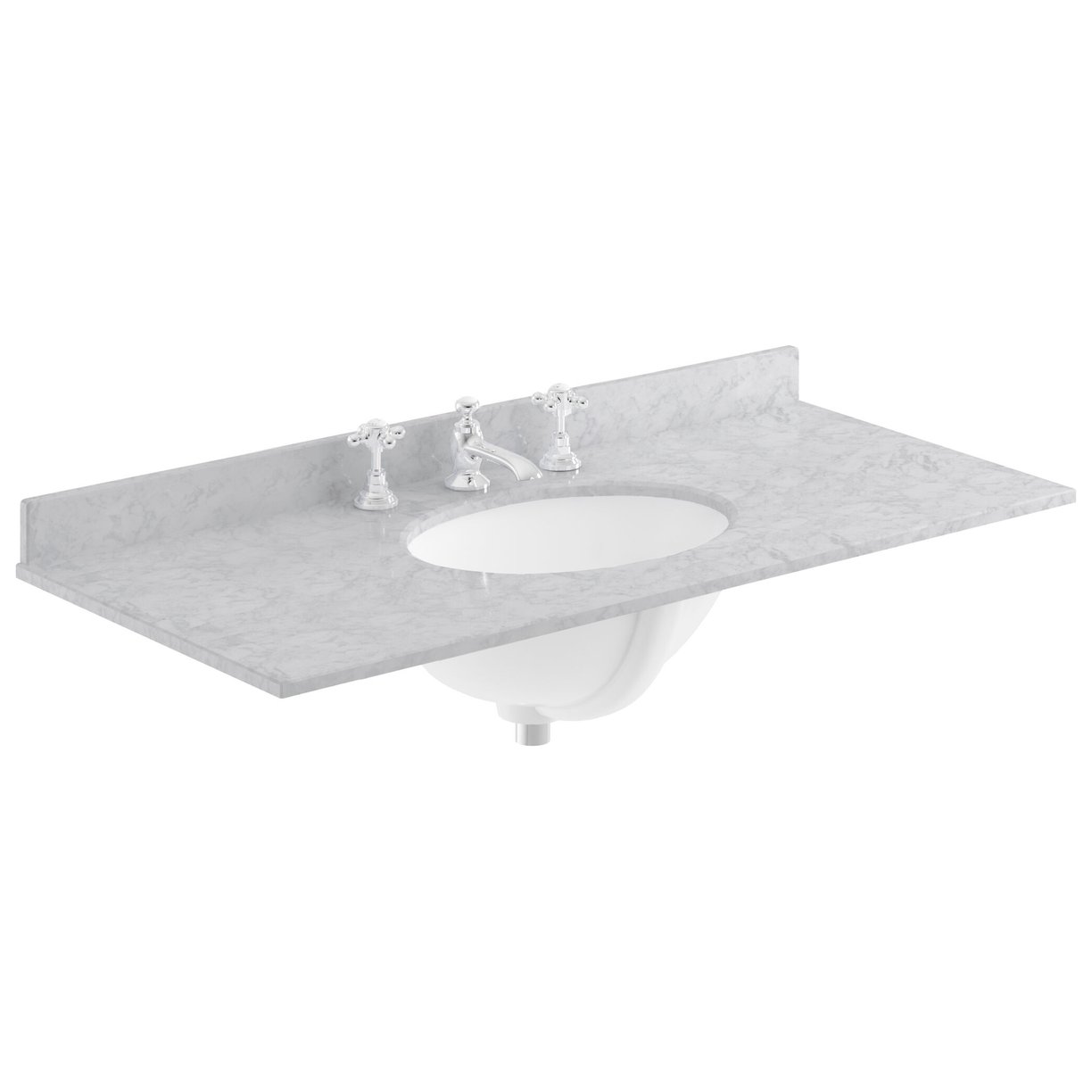 1000 Rectangle Marble Top/Basin 3Th - Grey