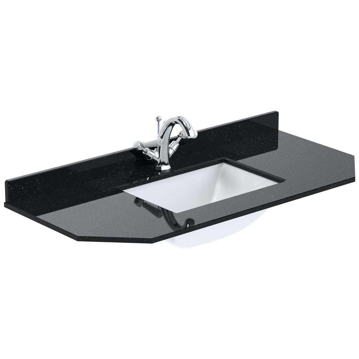 1000 Single Bowl Angled Marble Top 1TH - Black