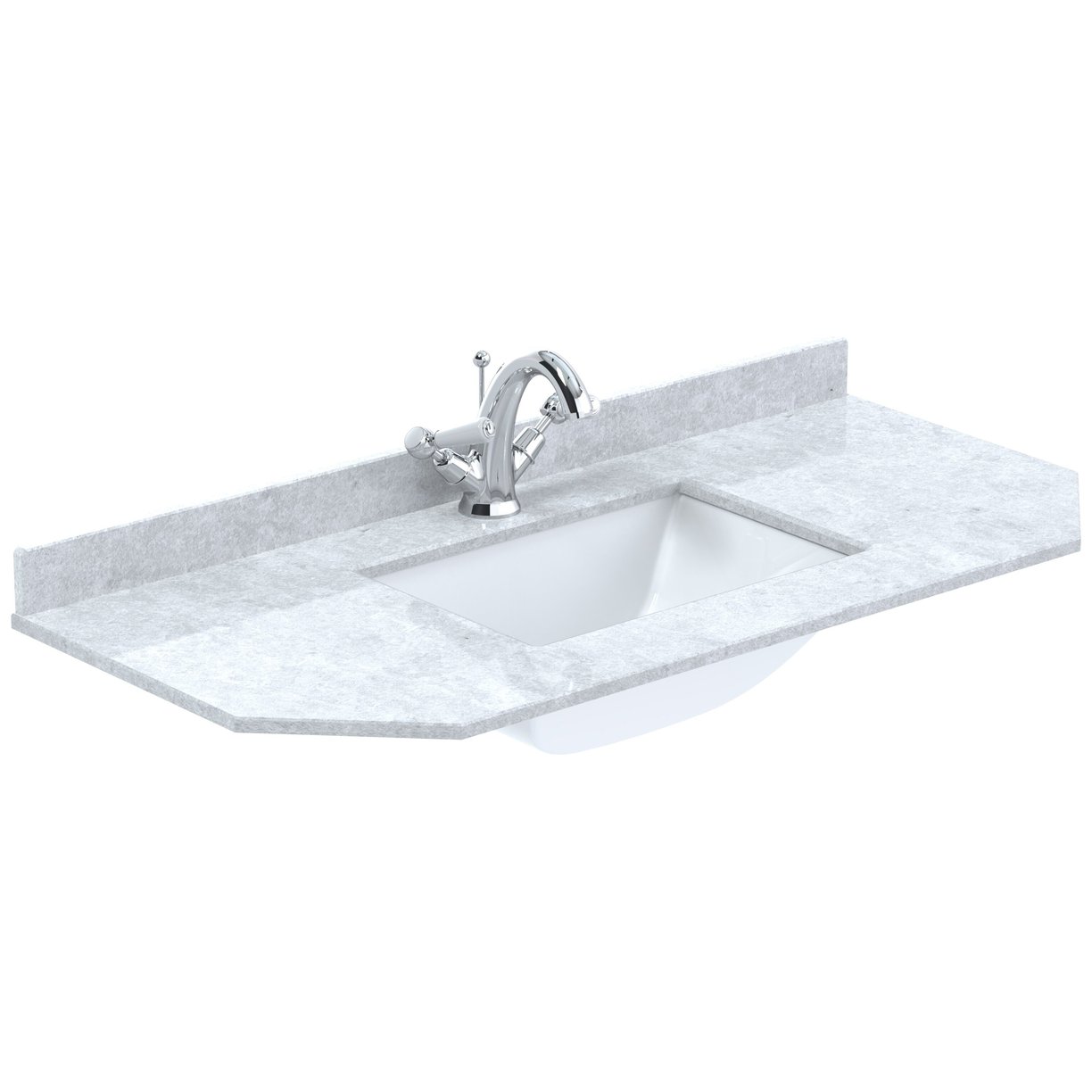 1000 Single Bowl Angled Marble Top 1Th - White