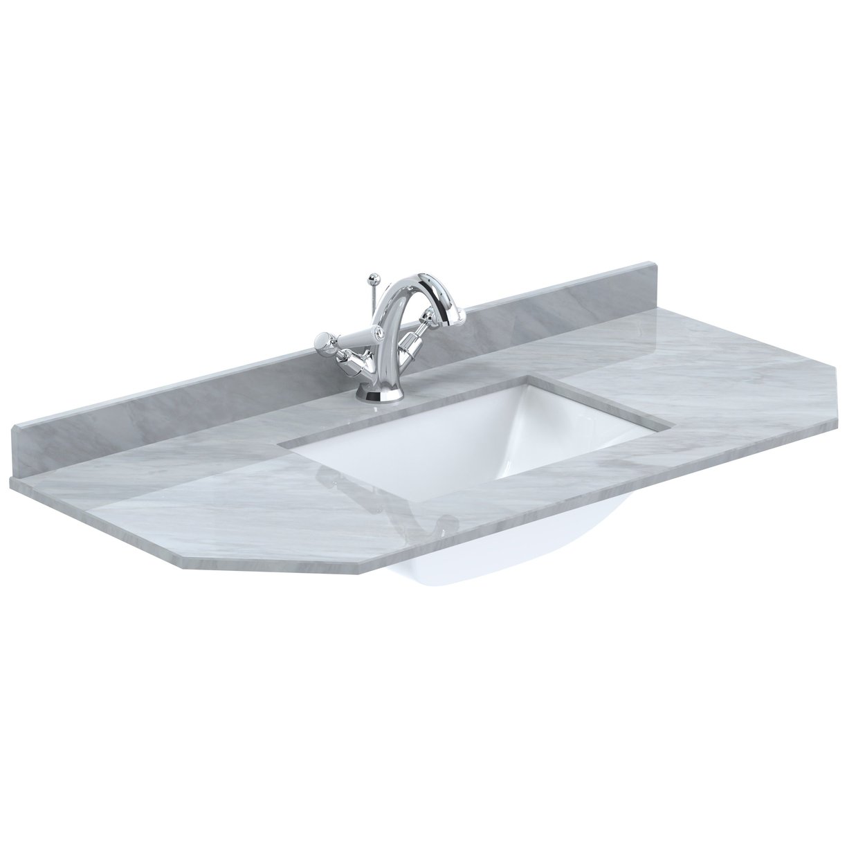 1000 Single Bowl Angled Marble Top 1Th - Grey