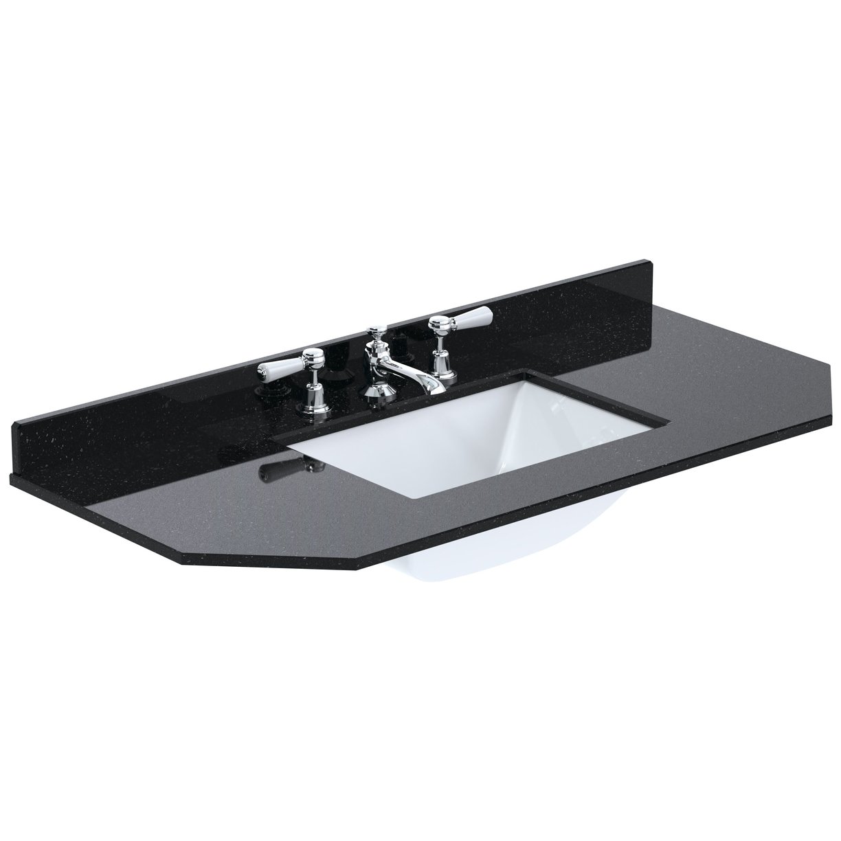 1000 Single Bowl Angled Marble Top 3TH - Black