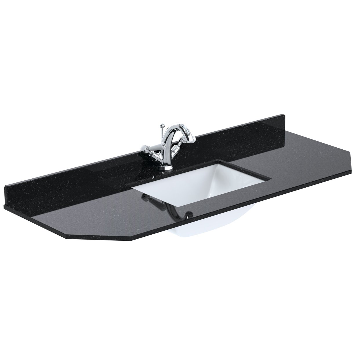 1200 Single Bowl Angled Marble Top 1TH - Black