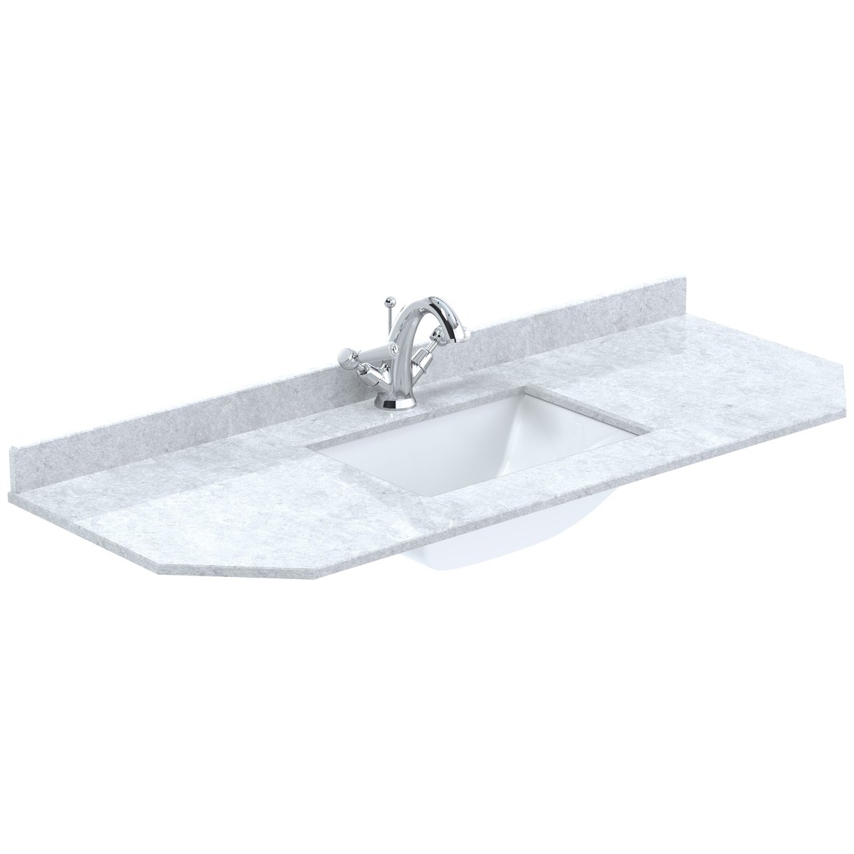 1200 Single Bowl Angled Marble Top 1Th - White