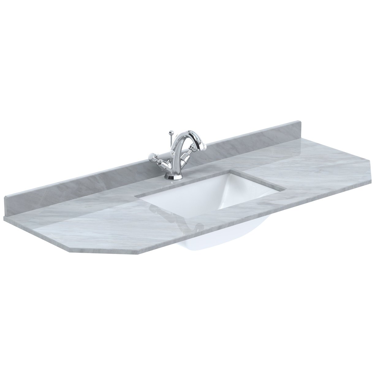 1200 Single Bowl Angled Marble Top 1Th - Grey