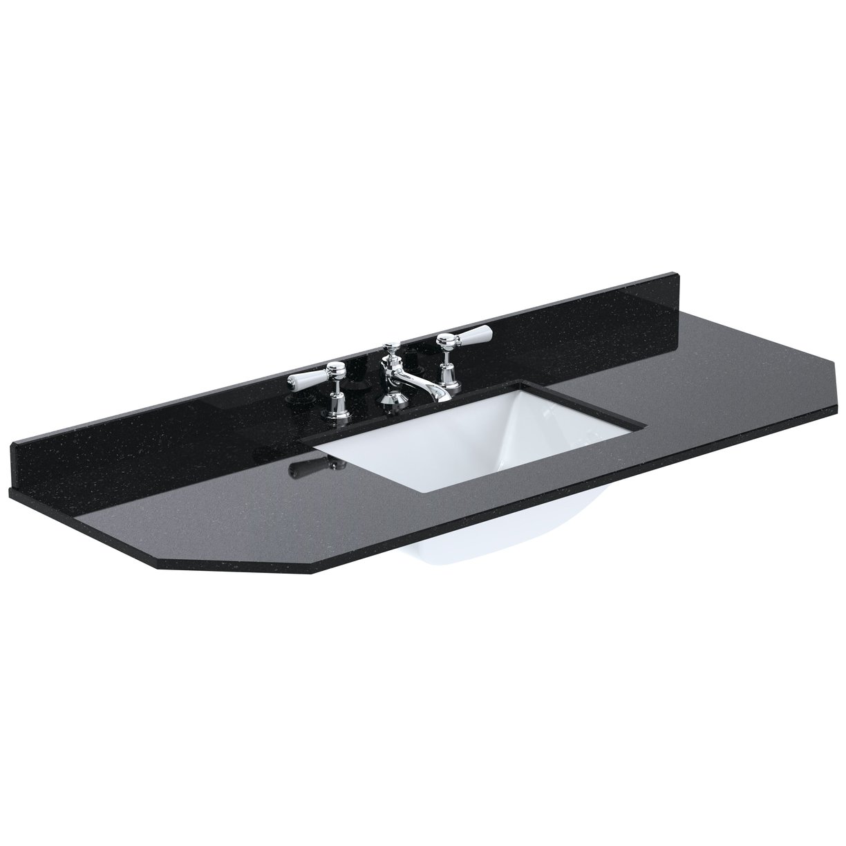 1200 Single Bowl Angled Marble Top 3TH - Black