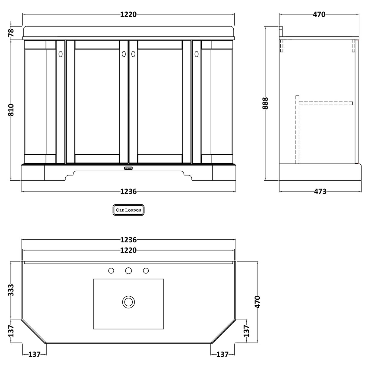 1200 4-Door Angled Basin Unit - Hunter Green