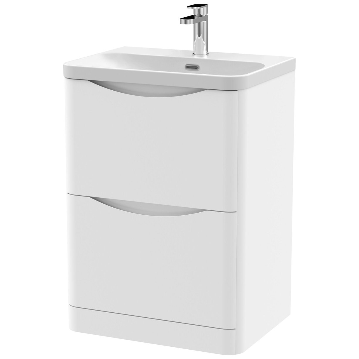 600mm Floor Standing 2 Drawer Vanity & Thin Edge Ceramic Basin