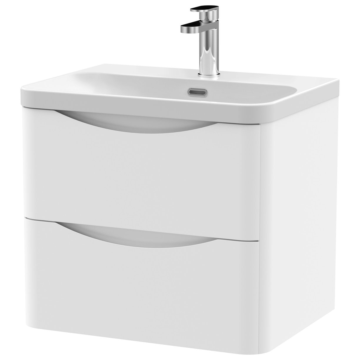 600mm Wall Hung 2 Drawer Vanity & Thin Edge Ceramic Basin