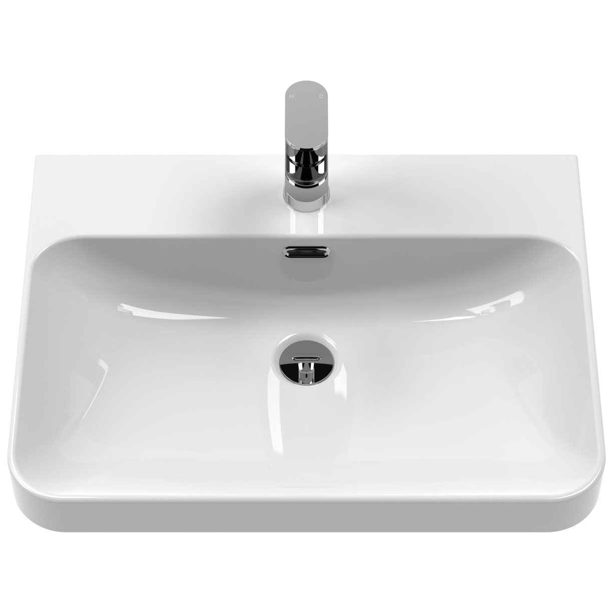600mm Wall Hung 2 Drawer Vanity & Thin Edge Ceramic Basin