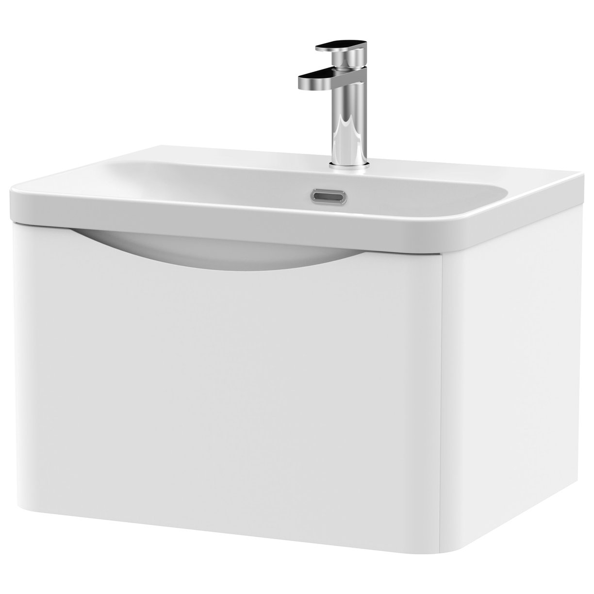 600mm Wall Hung 1 Drawer Vanity & Thin Edge Ceramic Basin